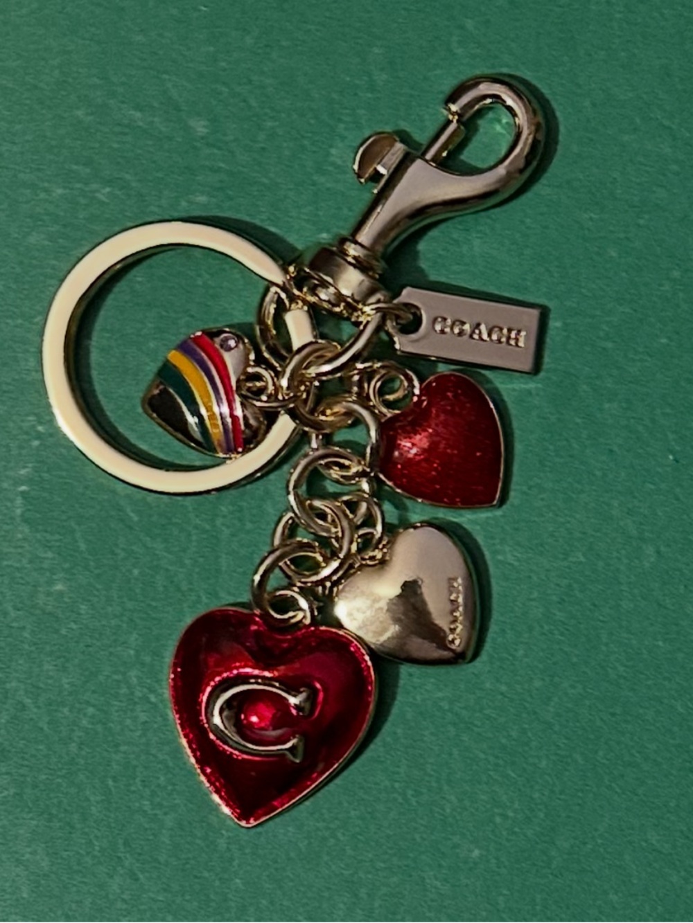 Coach Red Heart Charm Key & Card Holder Accent